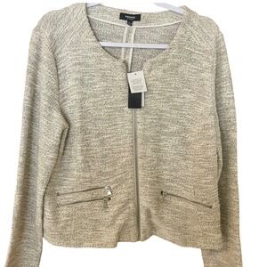 Premise Womens  Zip Front Jacket Metallic Threads Zipper Pockets L New Gift idea